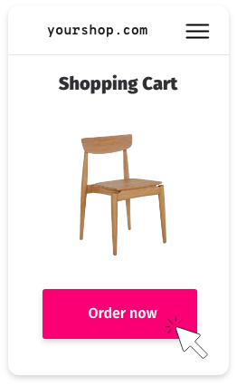 Visualisation of an online shopping cart in which a chair is shown