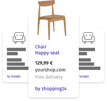 Visualisation of the Google Shopping product display with a chair as an example product