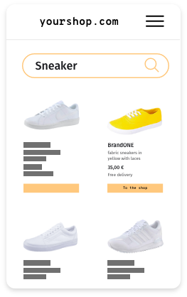 Visualisation of product integration via recomAd Data with trainers in an online shop