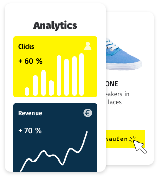 Visualisation of a data dashboard for traffic and sales increase with product search engine marketing