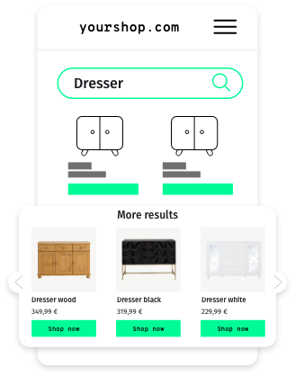 Visualisation of further products via recomAD Search using the example of a chest of drawers