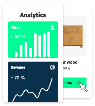 Visualisation of a data dashboard for traffic and sales increase with recomAD Search